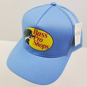 Bass Pro Shops Snapback Hat Mesh Logo Fishing Baby Blue NWT